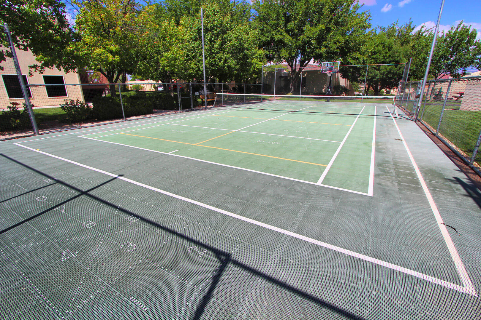 A spacious tennis court at VRI's Villas at South Gate in St George, Utah.